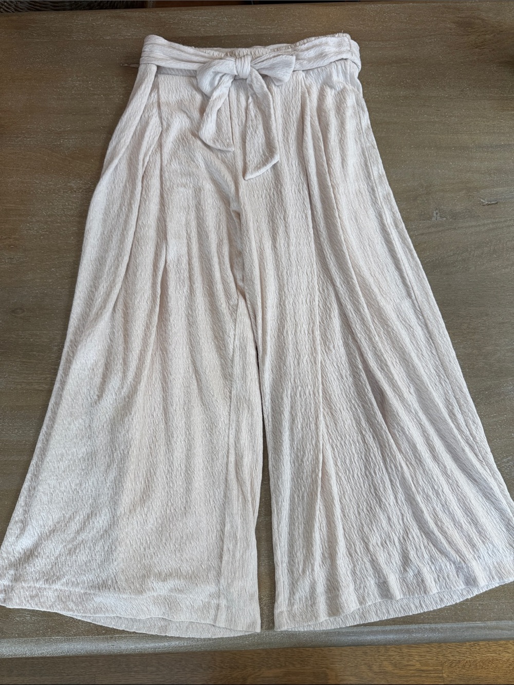Z Supply Cream Wide-Leg Tie-Waist Gauze Pants
